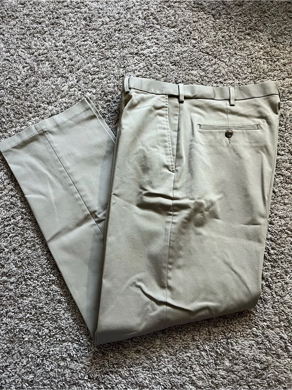 Haggar Mens Dress Pants Khaki Tan Flat Front Casual Chinos Slacks 34x32